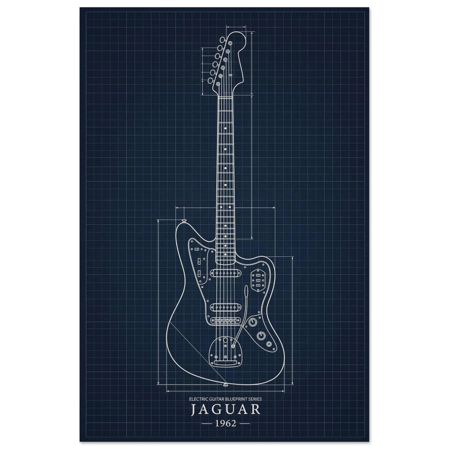 Fender Jaguar Blueprint art print — museum-quality matte physical print by Guitar Prints
