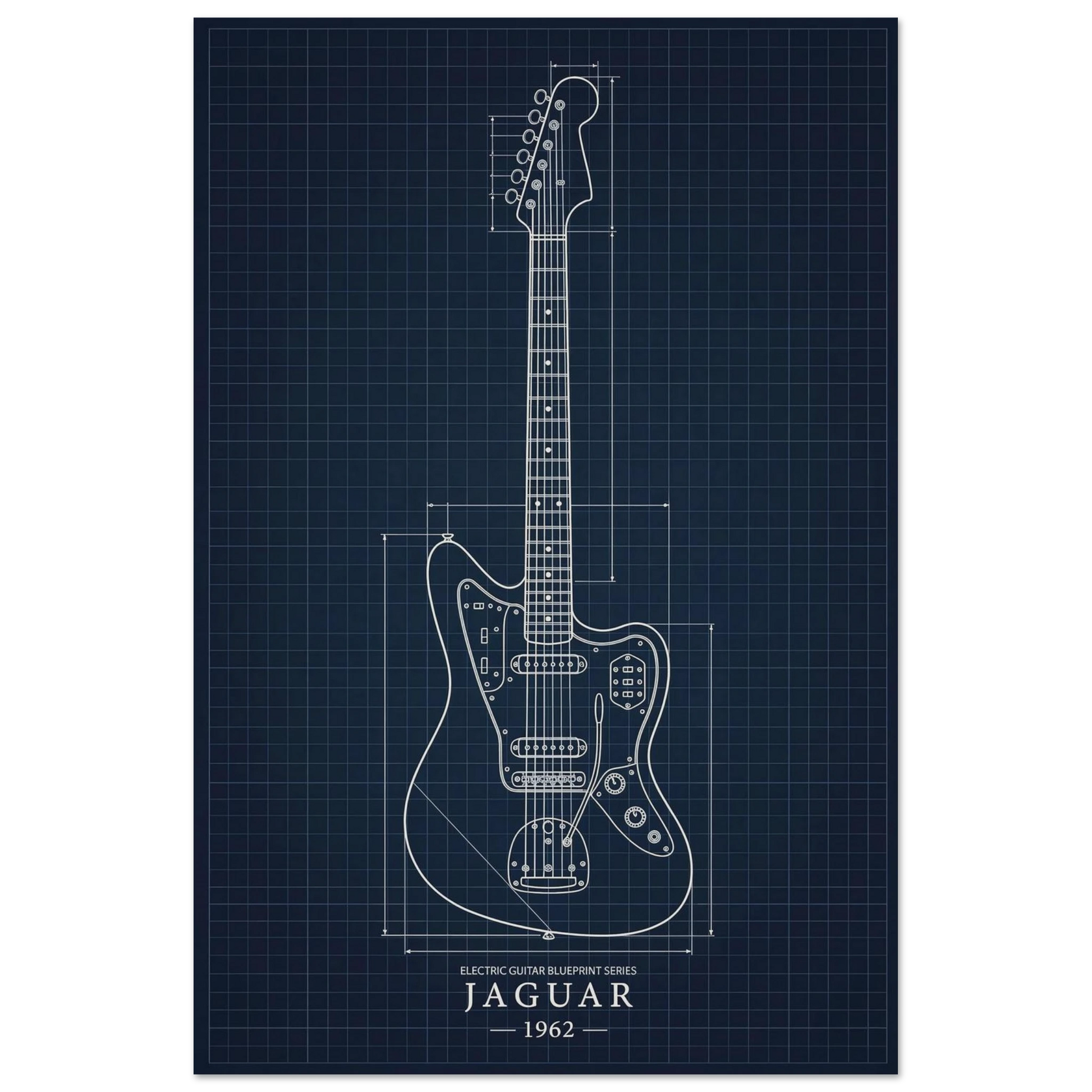 Fender Jaguar Blueprint art print — museum-quality matte physical print by Guitar Prints