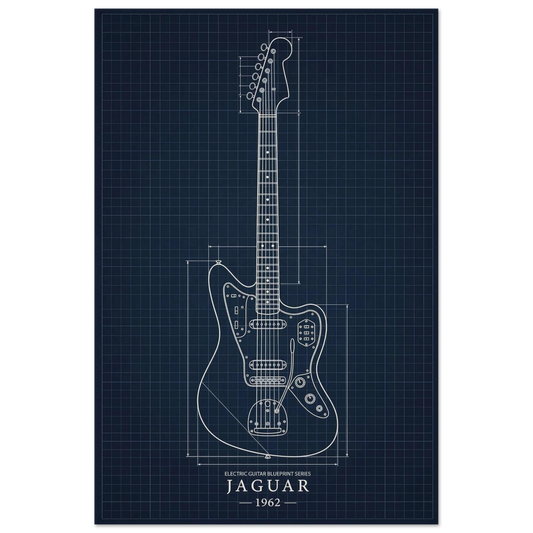 Fender Jaguar Blueprint art print — museum-quality matte physical print by Guitar Prints