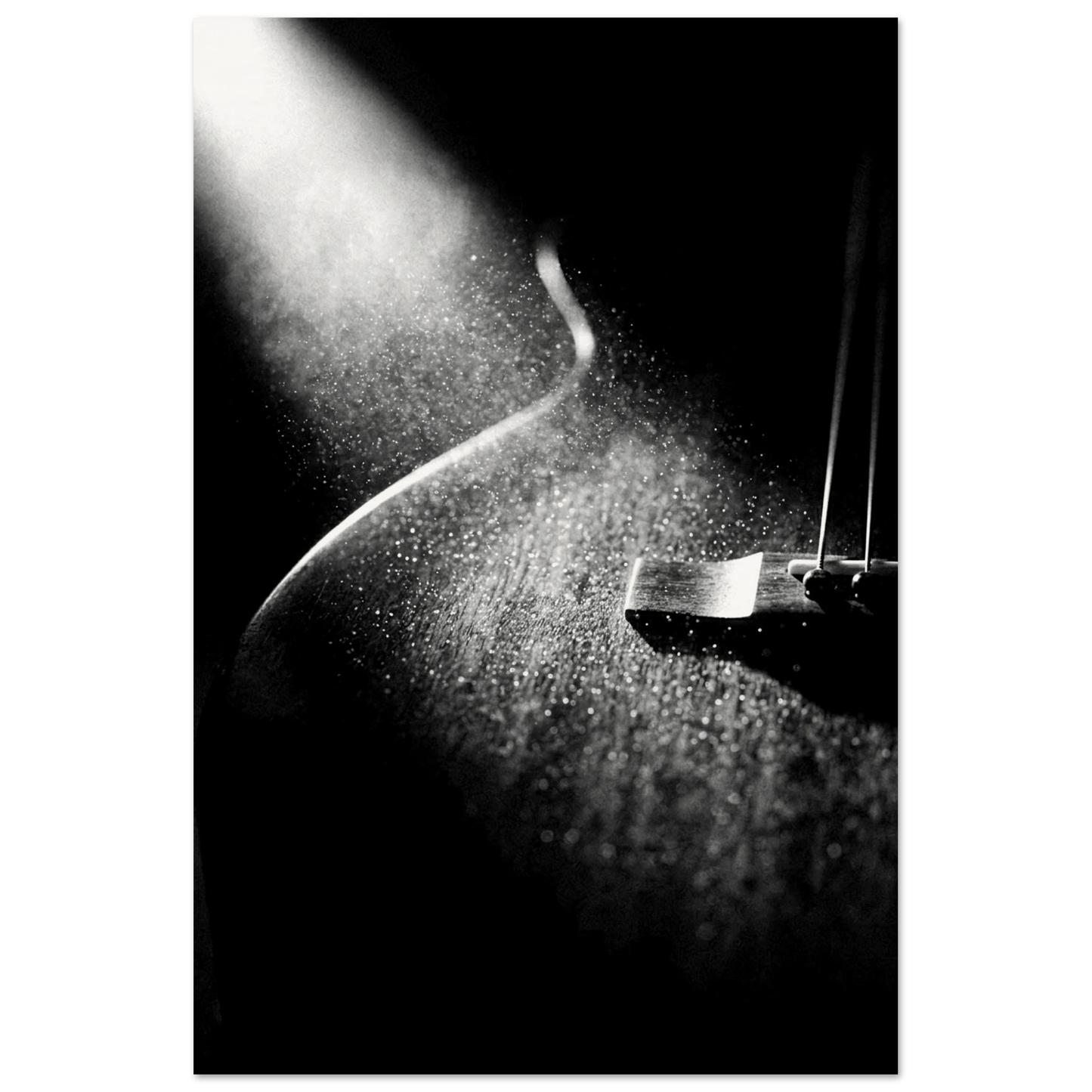 Dust and Light black and white acoustic guitar art print — museum-quality matte physical print by Guitar Prints
