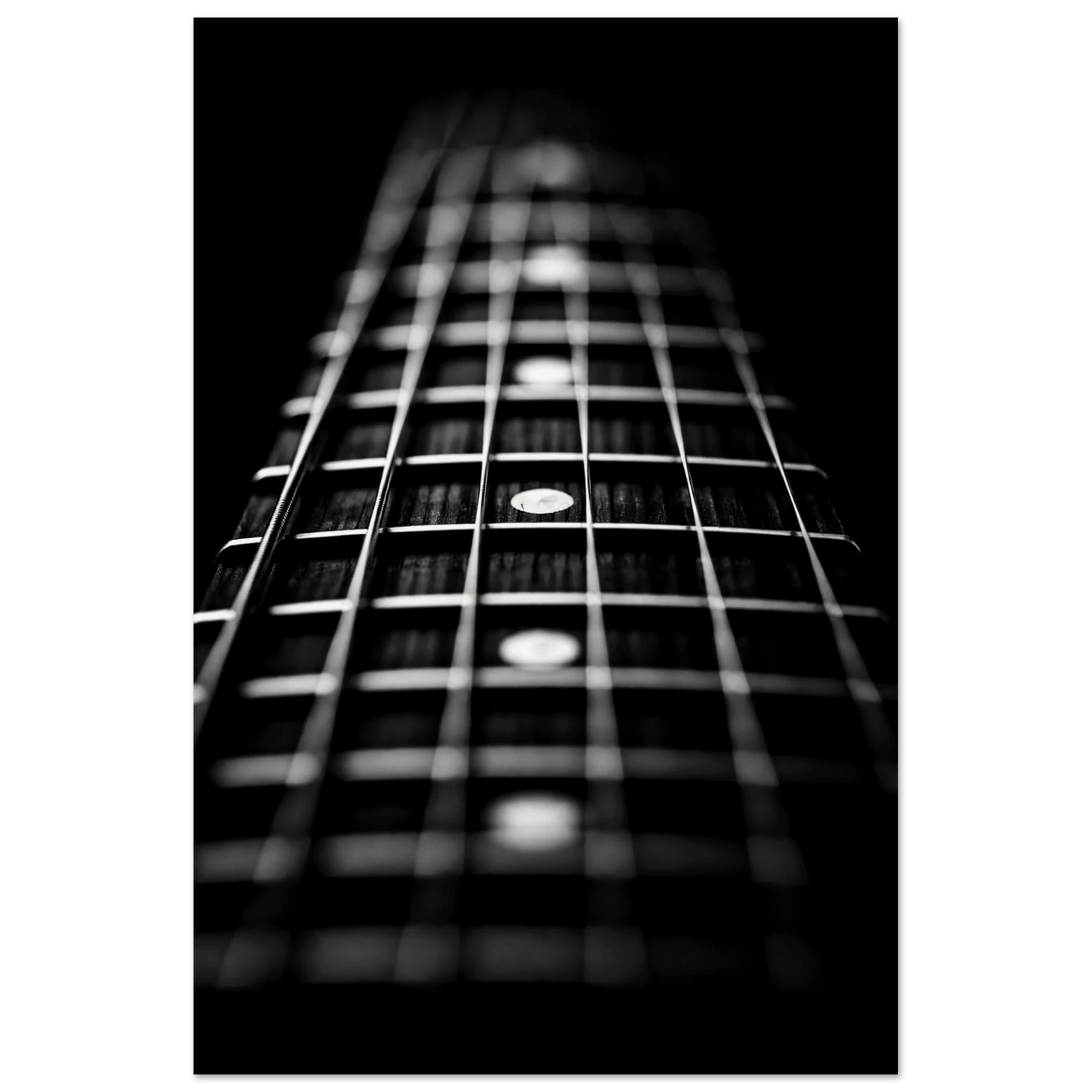Fretboard black and white guitar fretboard art print — museum-quality matte physical print by Guitar Prints