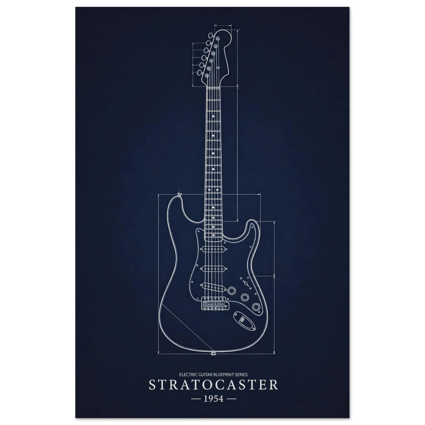 Fender Stratocaster Blueprint art print — museum-quality matte physical print by Guitar Prints