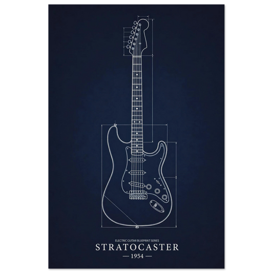 Fender Stratocaster Blueprint art print — museum-quality matte physical print by Guitar Prints