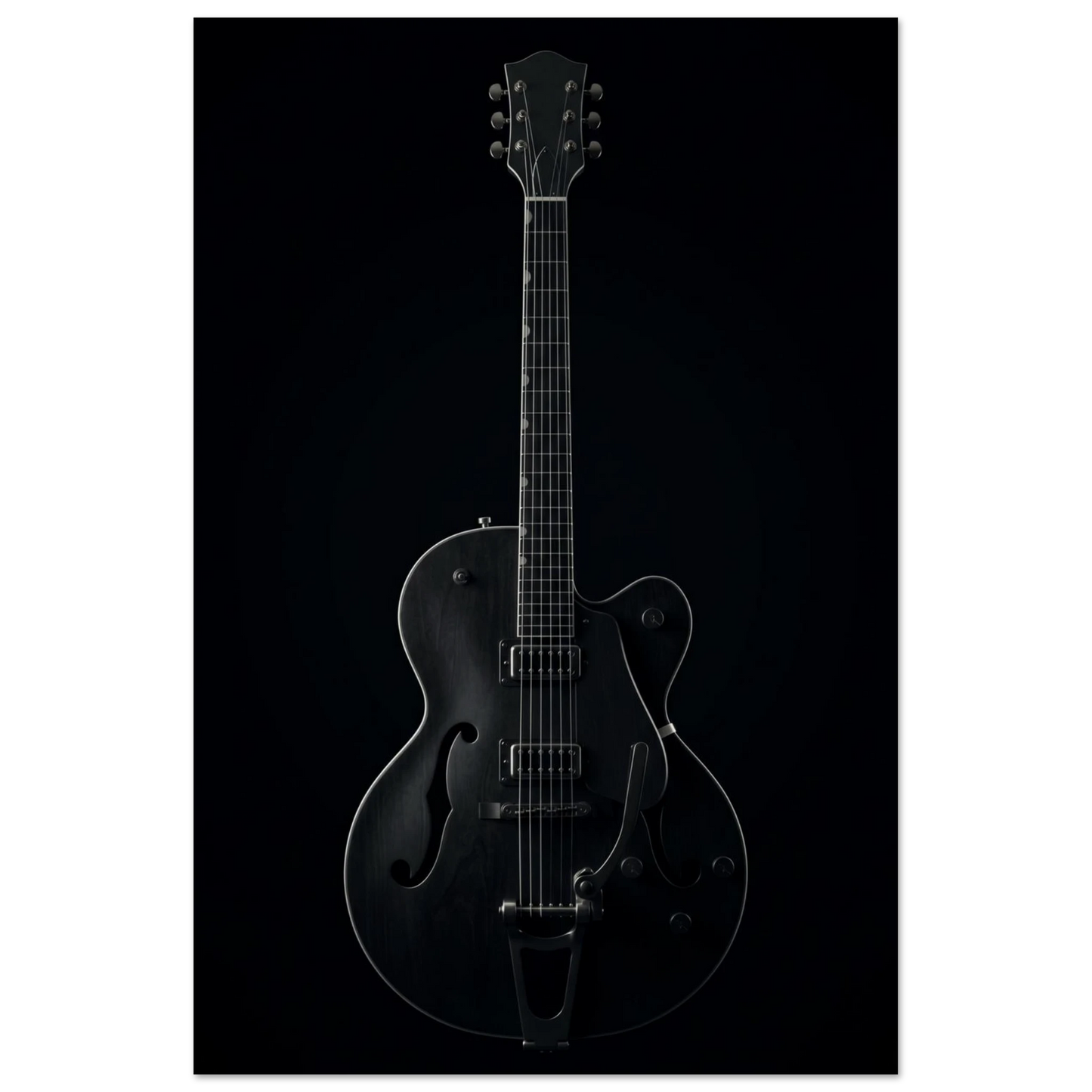 Gretsch Shadow black and white guitar silhouette art print — museum-quality matte physical print by Guitar Prints
