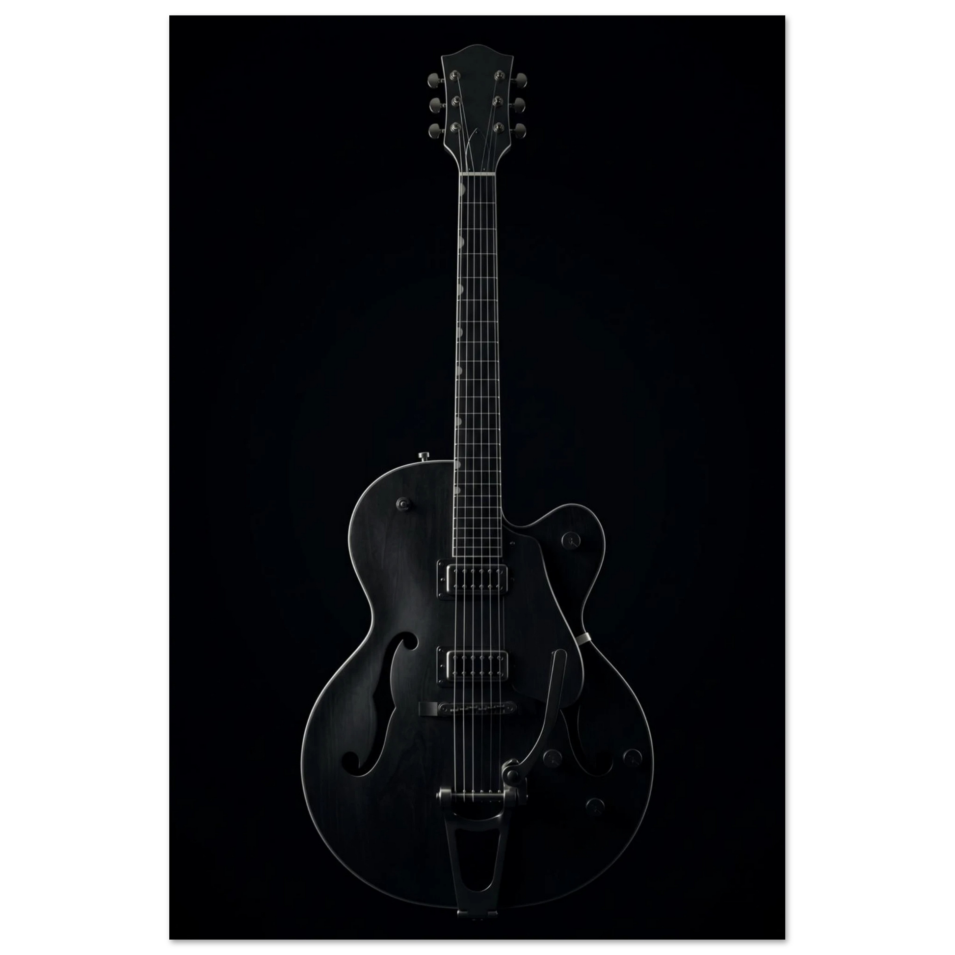 Gretsch Shadow black and white guitar silhouette art print — museum-quality matte physical print by Guitar Prints