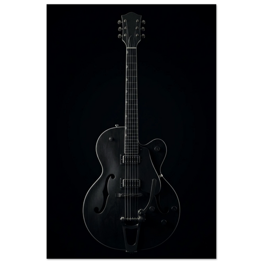 Gretsch Shadow black and white guitar silhouette art print — museum-quality matte physical print by Guitar Prints