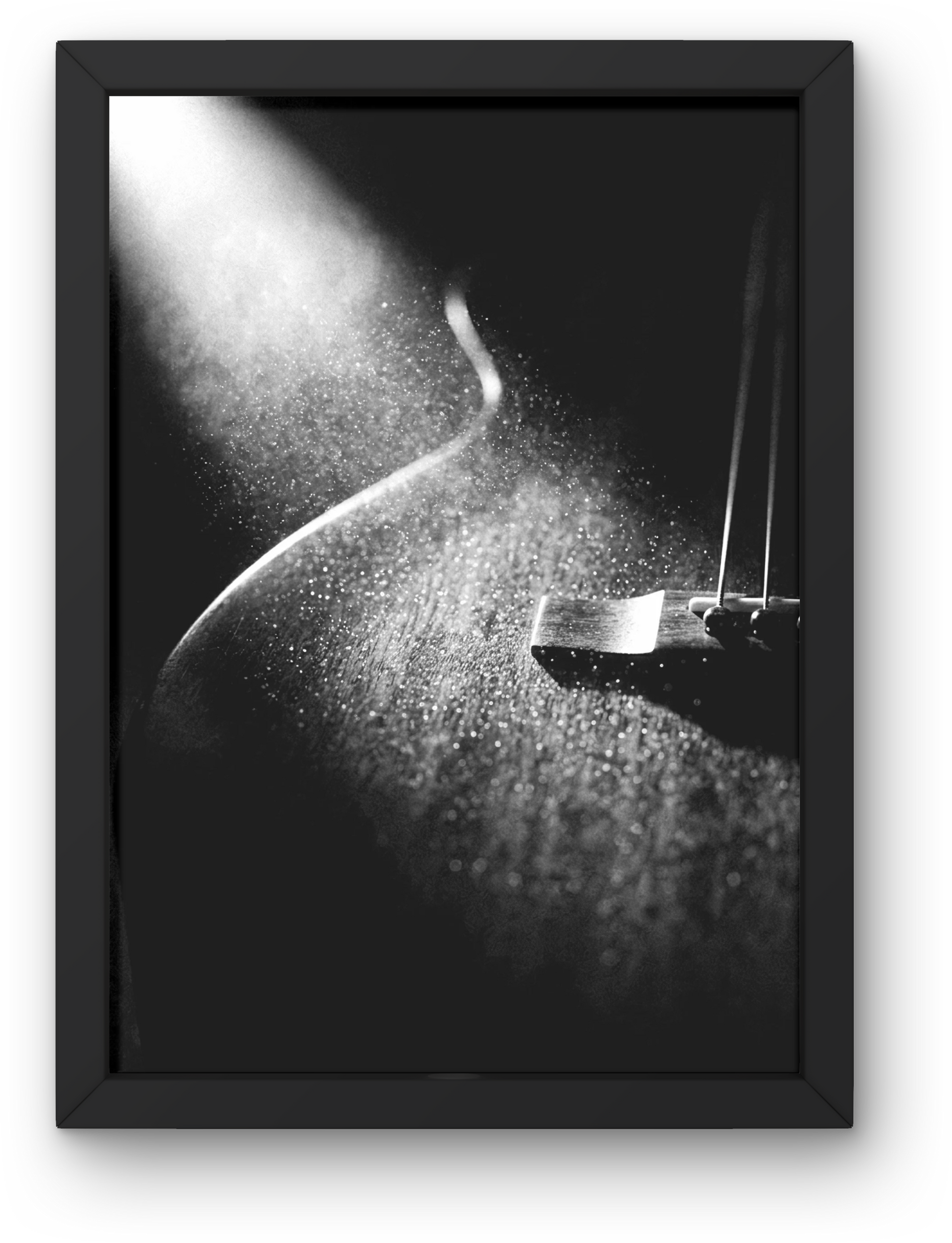 Framed black and white art print of a an acoustic guitar