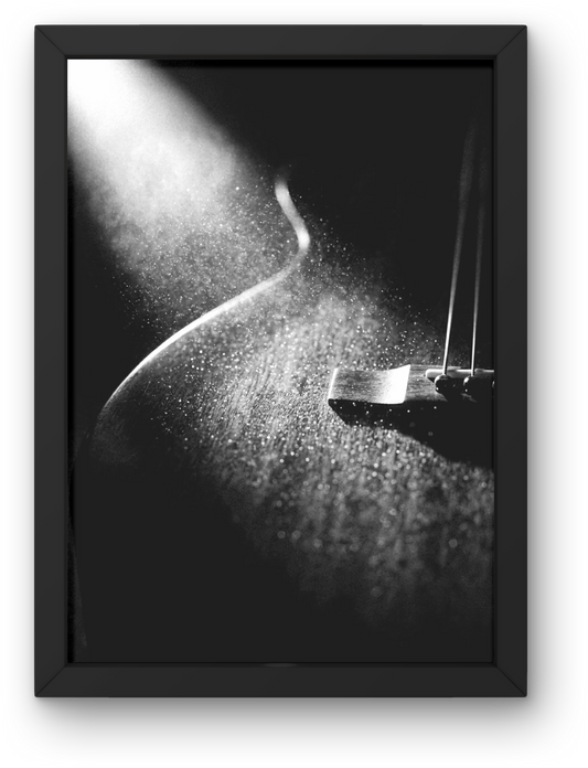 Framed black and white art print of a an acoustic guitar