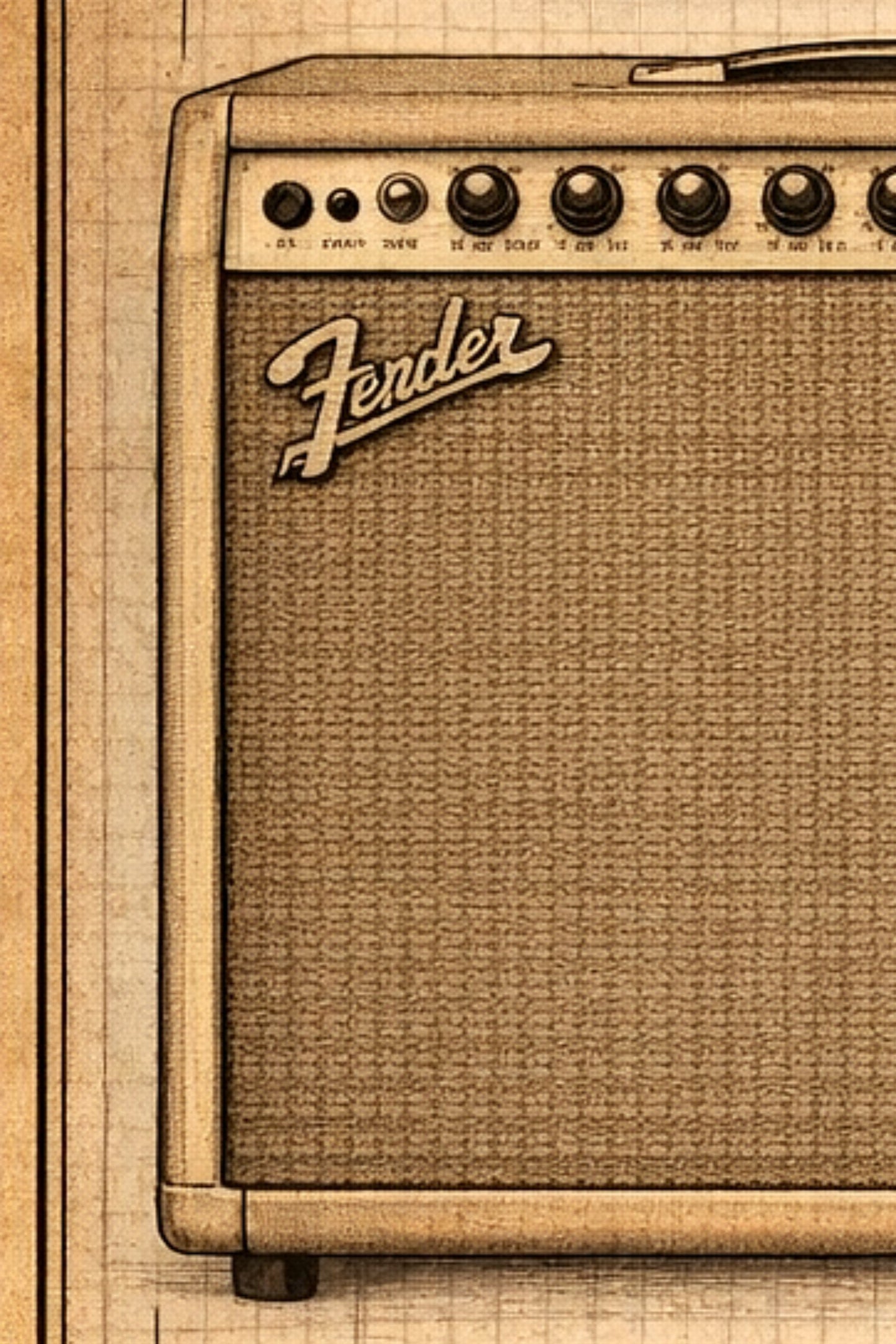Fender amplifier on a textured brown background