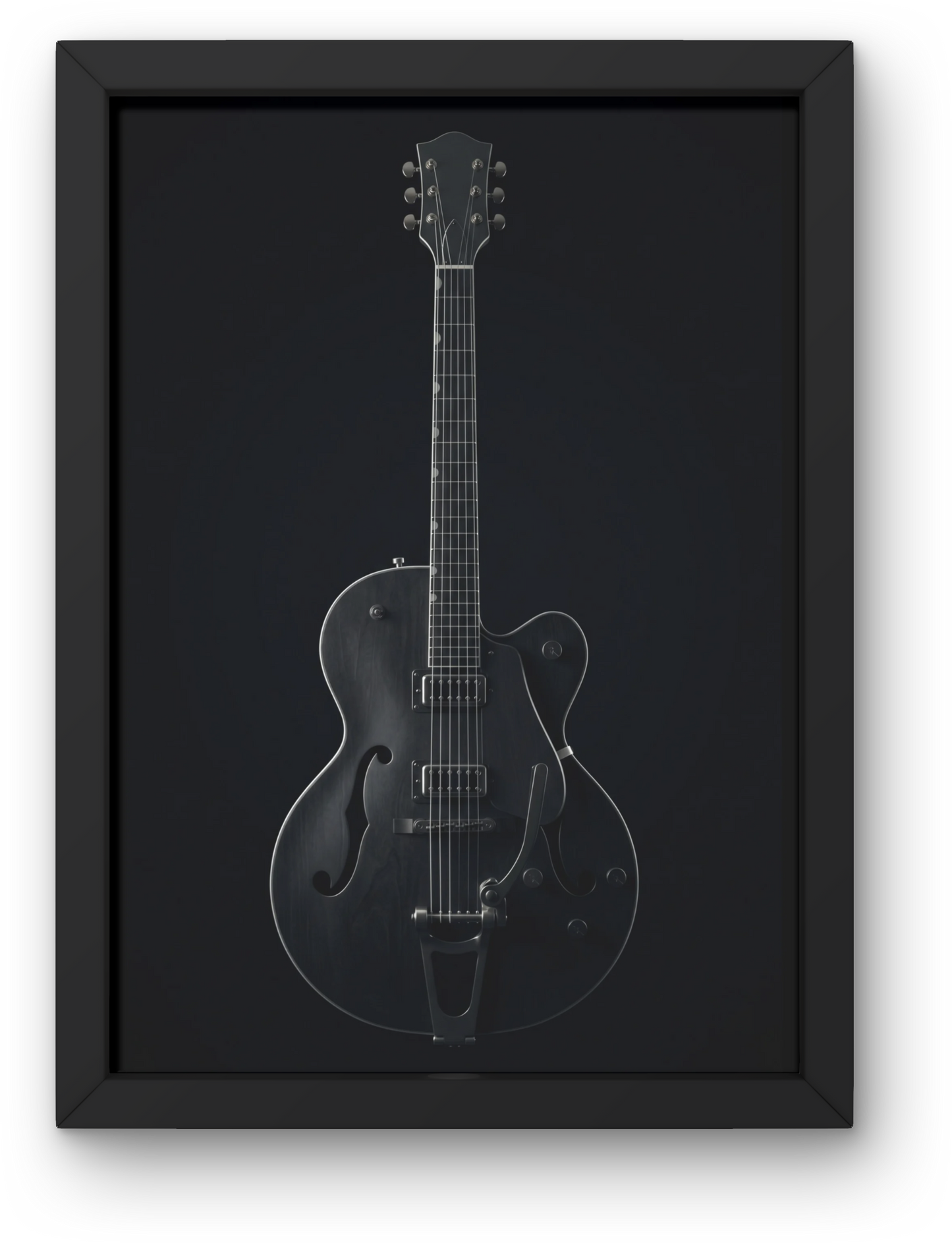 Gretsch Shadow guitar silhouette art print in a black frame — Shadow Collection by Guitar Prints