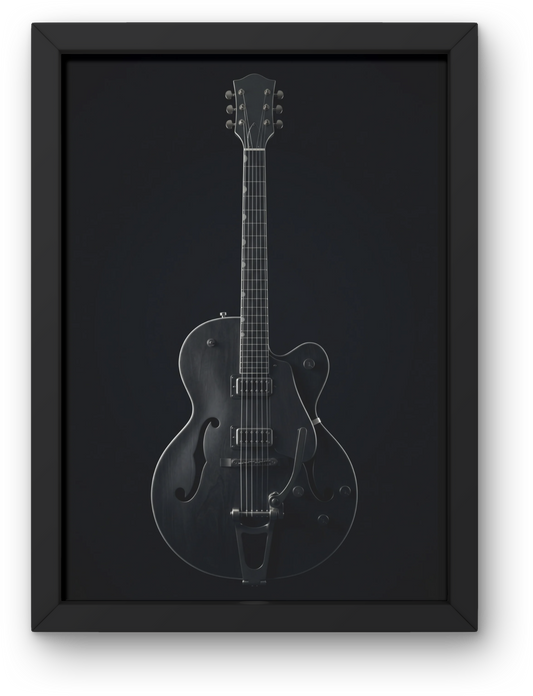 Gretsch Shadow guitar silhouette art print in a black frame — Shadow Collection by Guitar Prints