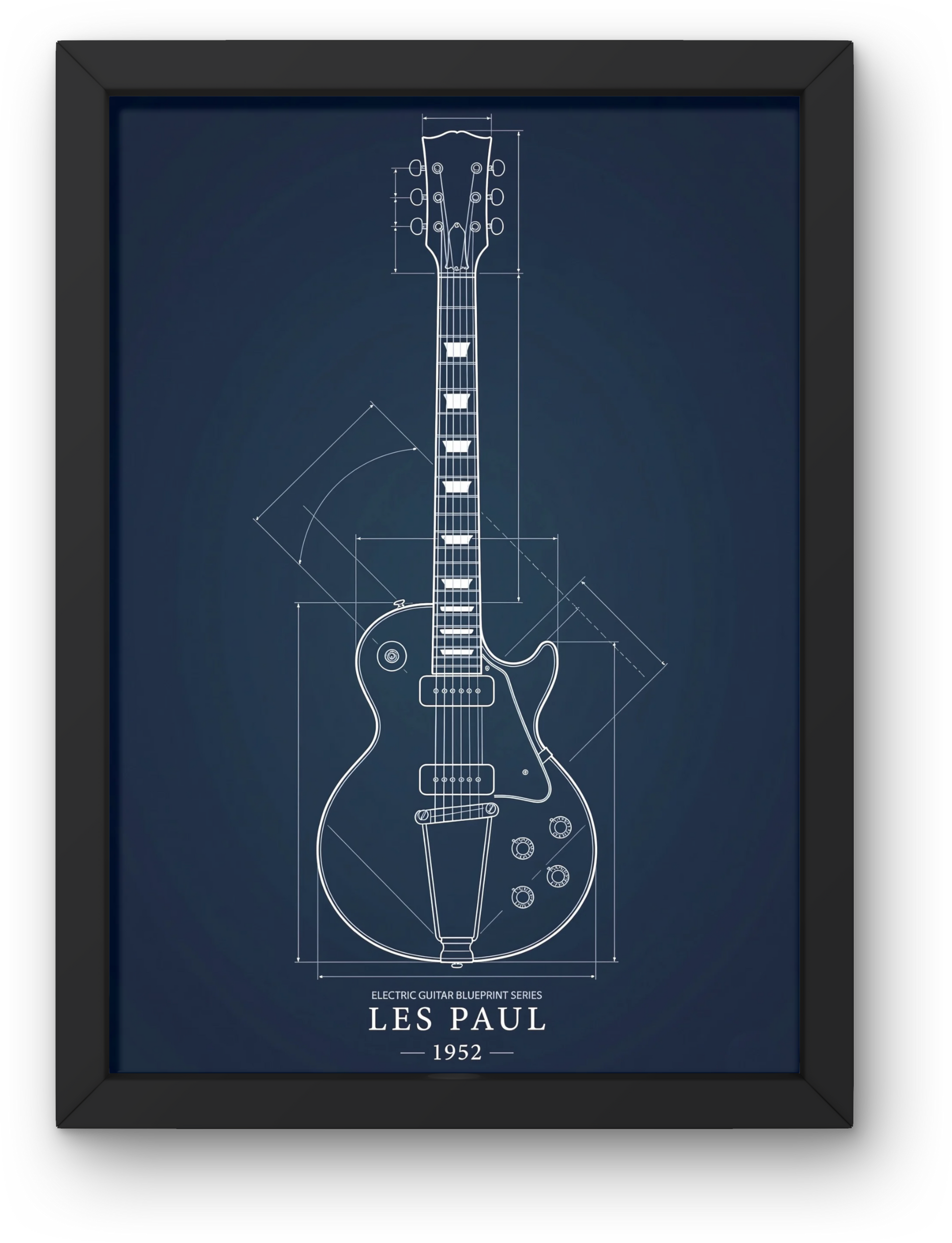 Les Paul guitar print blueprint style wall art