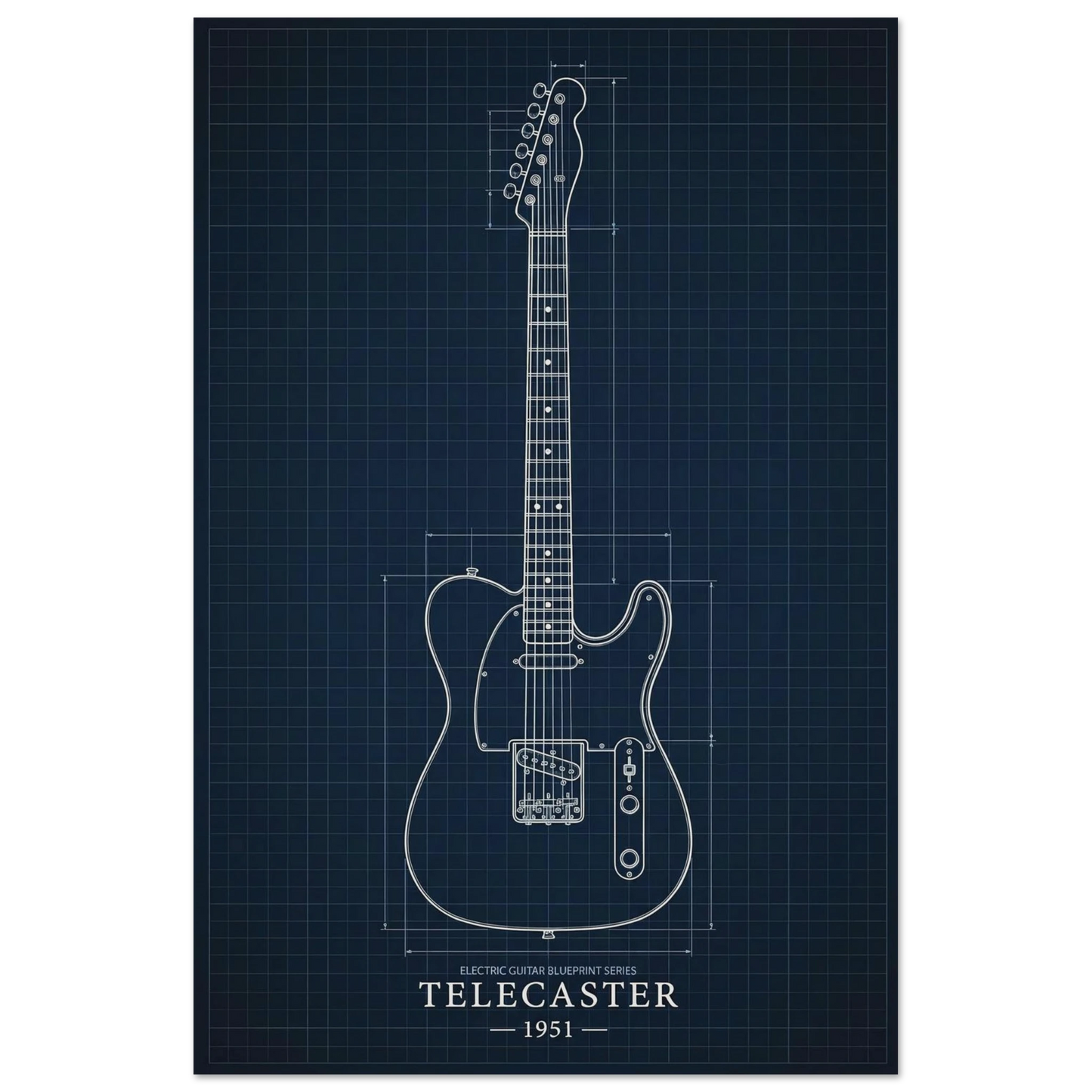Fender Telecaster Blueprint art print — museum-quality matte physical print by Guitar Prints