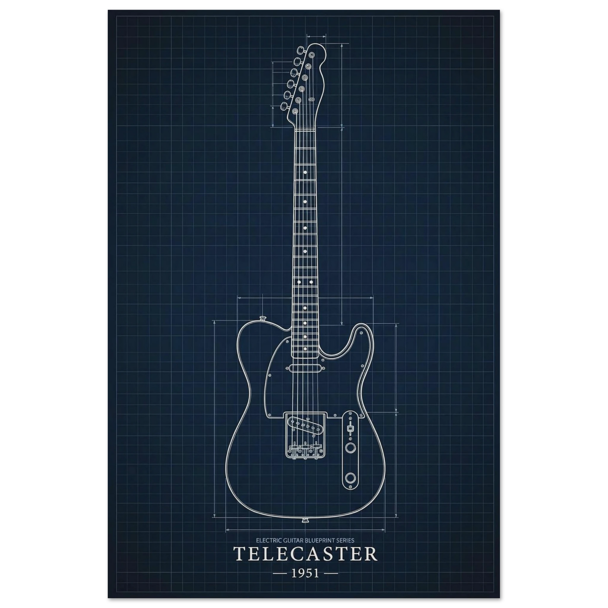 Fender Telecaster Blueprint art print — museum-quality matte physical print by Guitar Prints