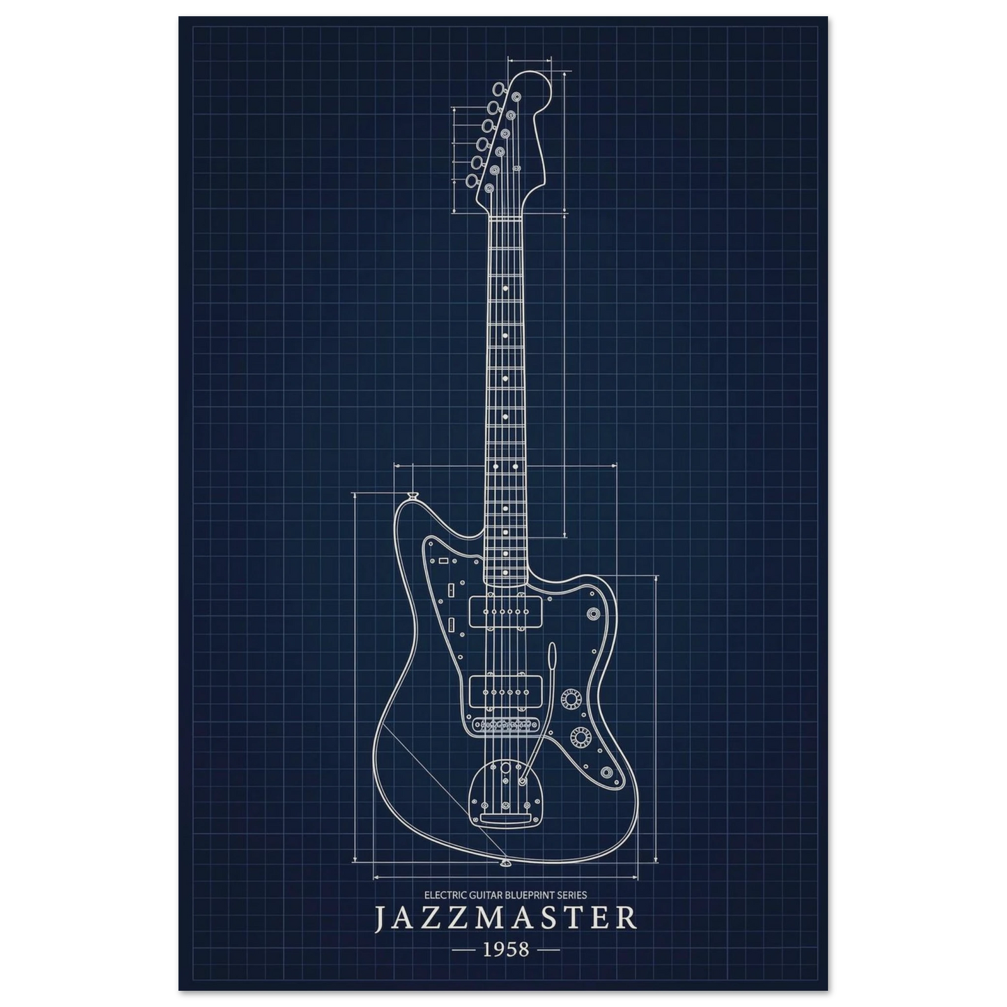 Fender Jazzmaster Blueprint art print — museum-quality matte physical print by Guitar Prints