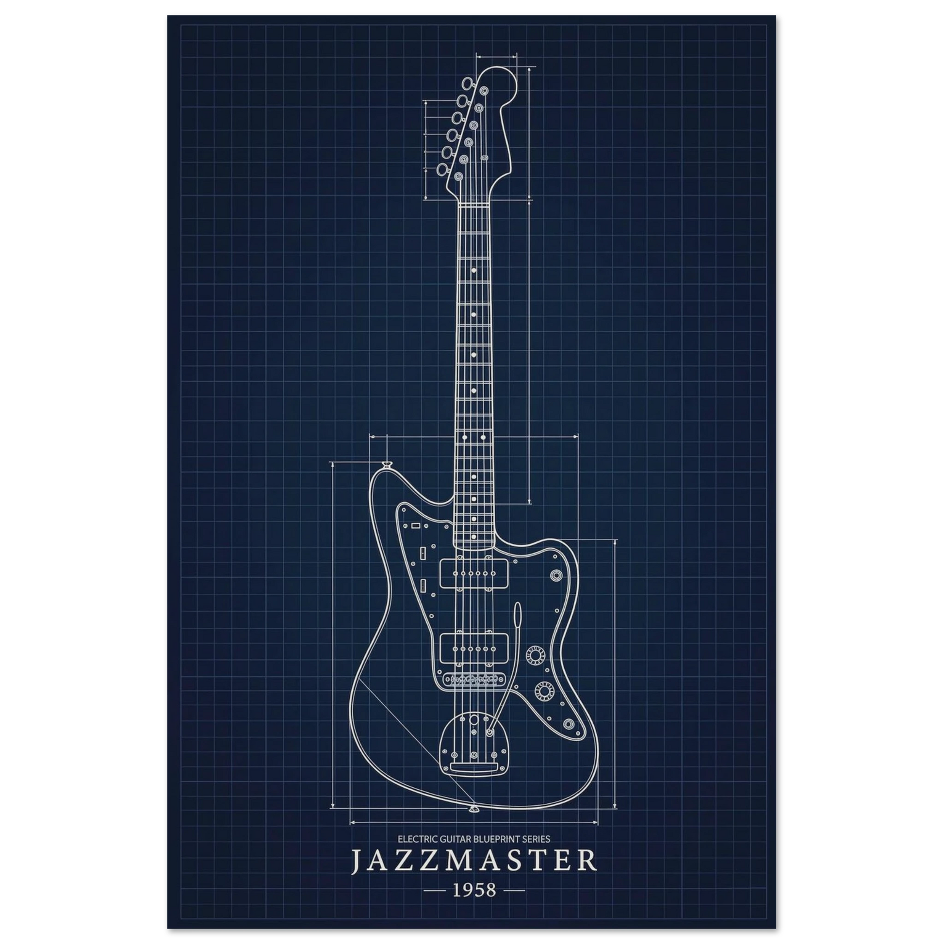 Fender Jazzmaster Blueprint art print — museum-quality matte physical print by Guitar Prints