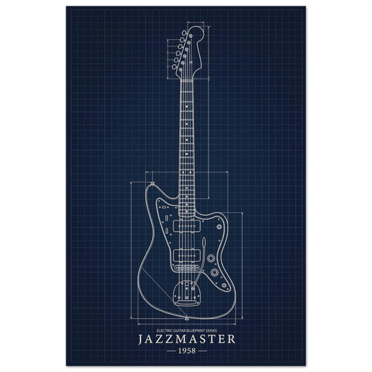 Fender Jazzmaster Blueprint art print — museum-quality matte physical print by Guitar Prints