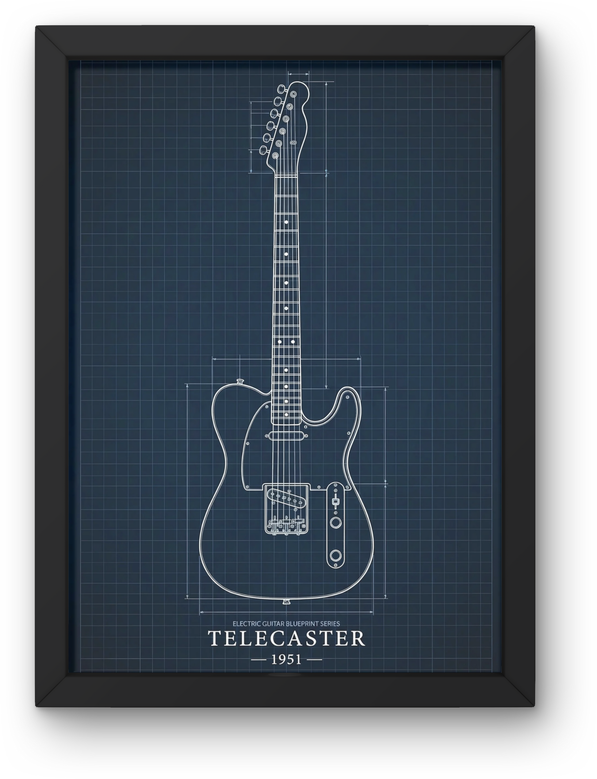 Fender Telecaster guitar print blueprint style wall art