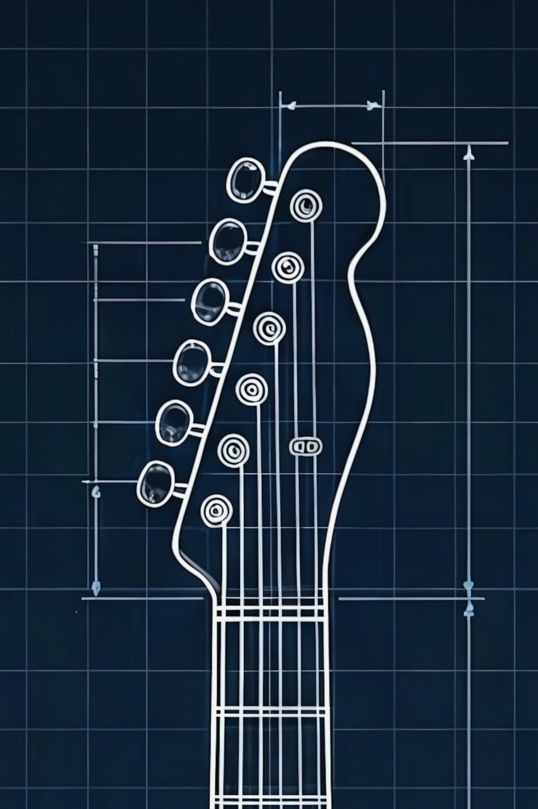 Telecaster blueprint guitar print detail linework
