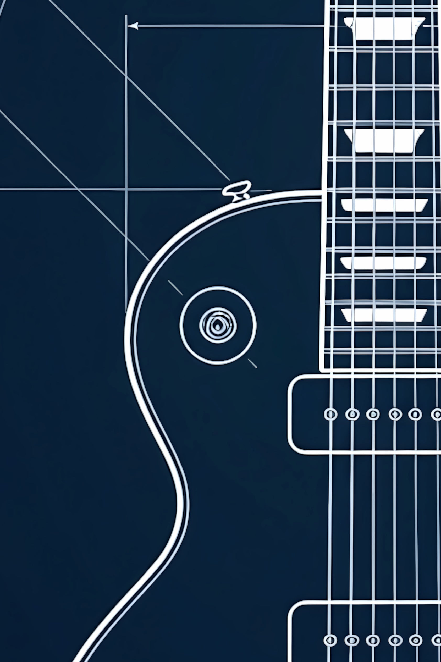Les Paul blueprint guitar print detail linework